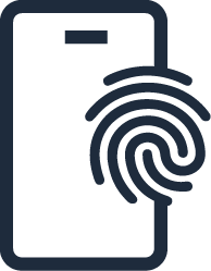 Icon of digital signature with fingerprint
